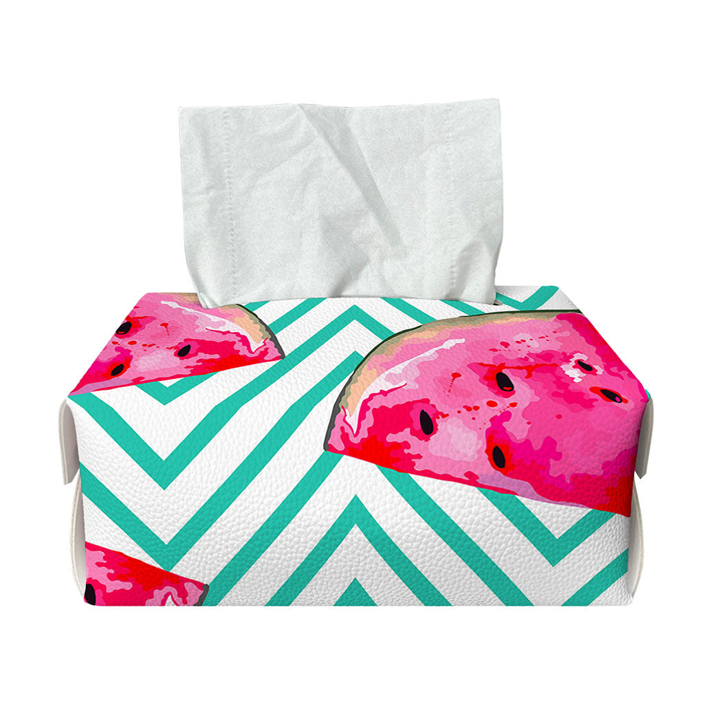 Teal Chevron Watermelon Pattern Print Rectangle Tissue Box Cover