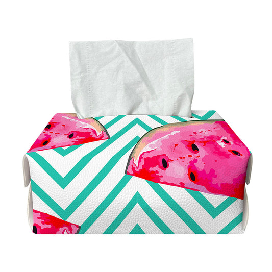 Teal Chevron Watermelon Pattern Print Rectangle Tissue Box Cover