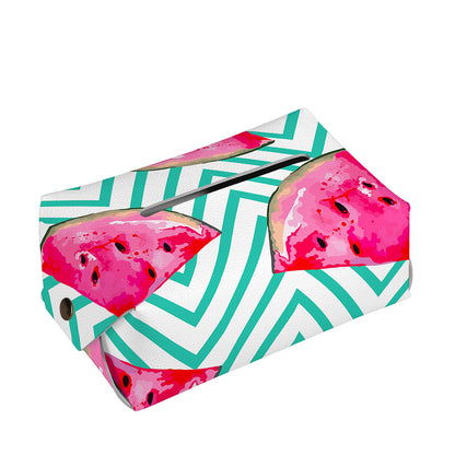 Teal Chevron Watermelon Pattern Print Rectangle Tissue Box Cover
