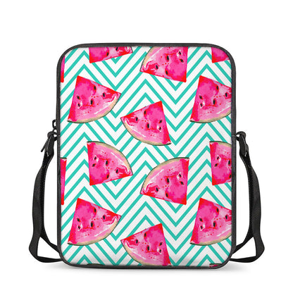 Teal Chevron Watermelon Pattern Print Rectangular Crossbody Bag