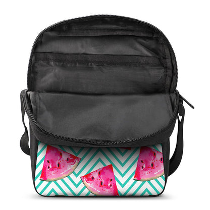 Teal Chevron Watermelon Pattern Print Rectangular Crossbody Bag