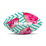 Teal Chevron Watermelon Pattern Print Rugby Ball