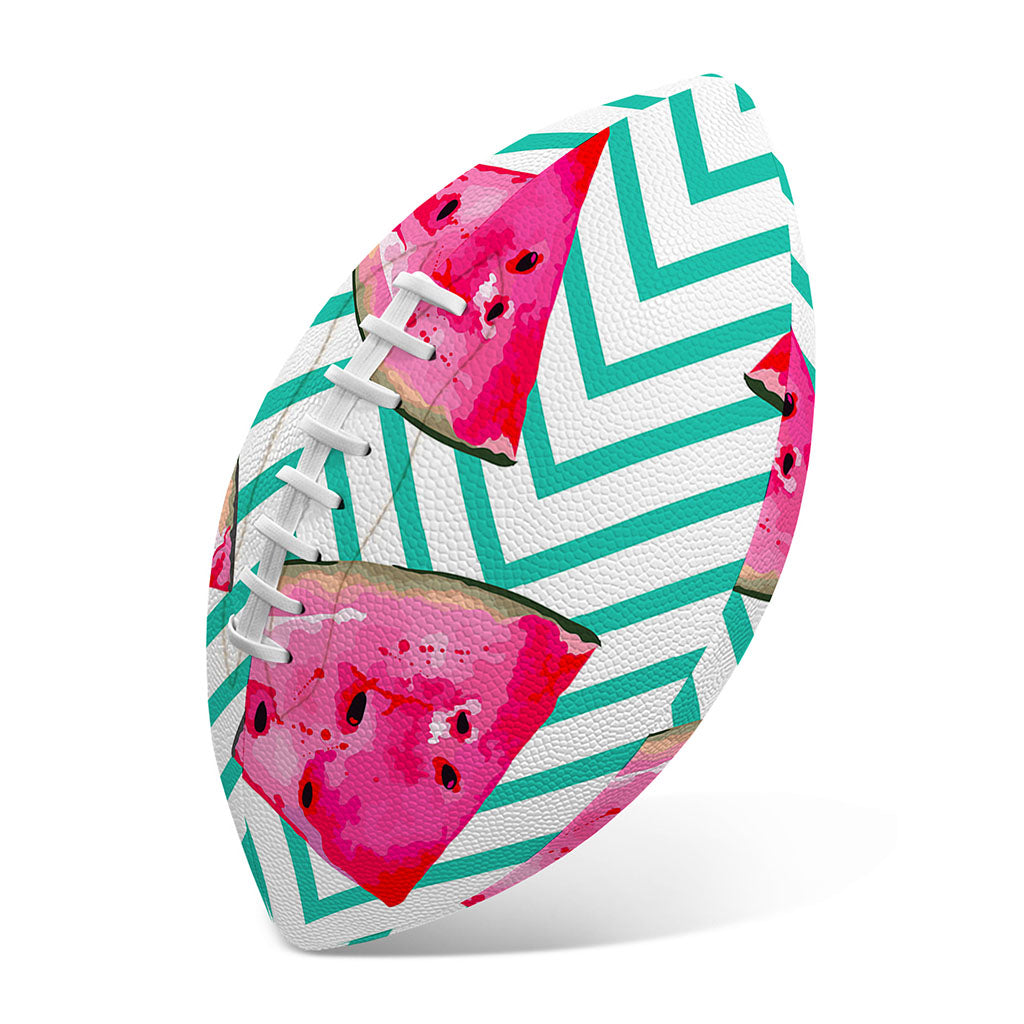 Teal Chevron Watermelon Pattern Print Rugby Ball