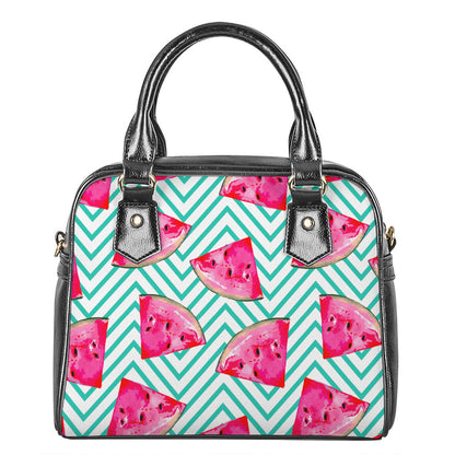 Teal Chevron Watermelon Pattern Print Shoulder Handbag