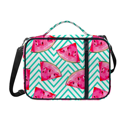 Teal Chevron Watermelon Pattern Print Shoulder Strap Bible Bag