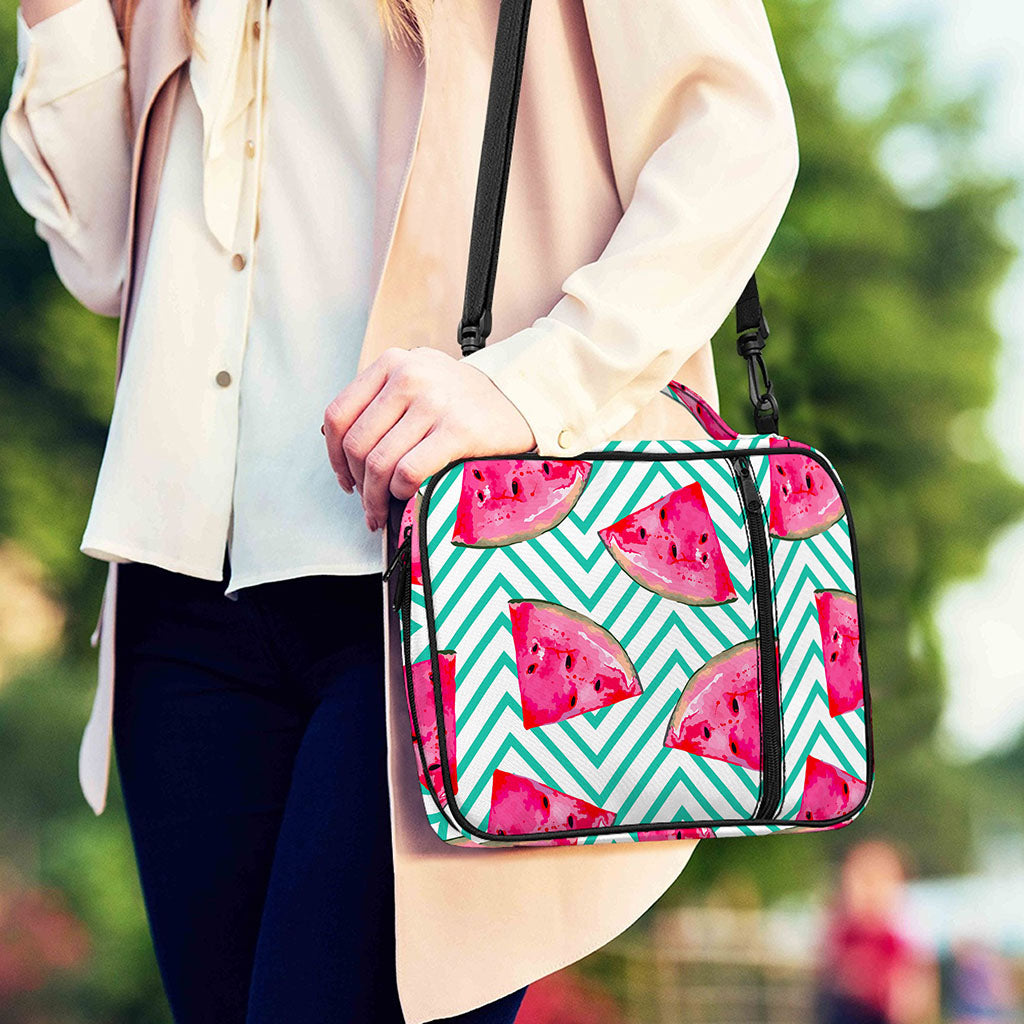 Teal Chevron Watermelon Pattern Print Shoulder Strap Bible Bag