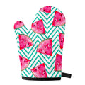 Teal Chevron Watermelon Pattern Print Single Oven Mitt