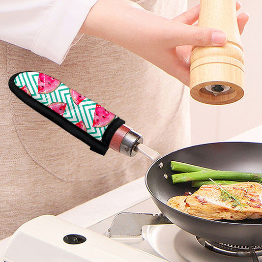 Teal Chevron Watermelon Pattern Print Skillet Handle Cover
