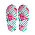 Teal Chevron Watermelon Pattern Print Slippers