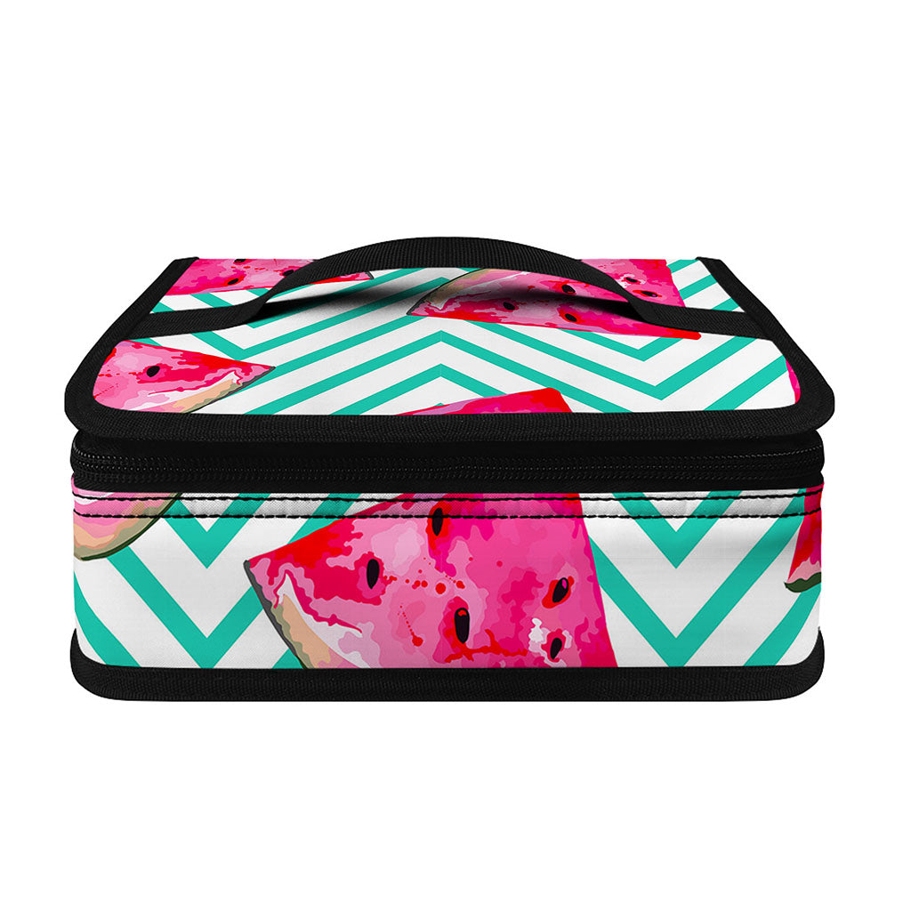 Teal Chevron Watermelon Pattern Print Small Lunch Bag