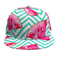 Teal Chevron Watermelon Pattern Print Snapback Cap