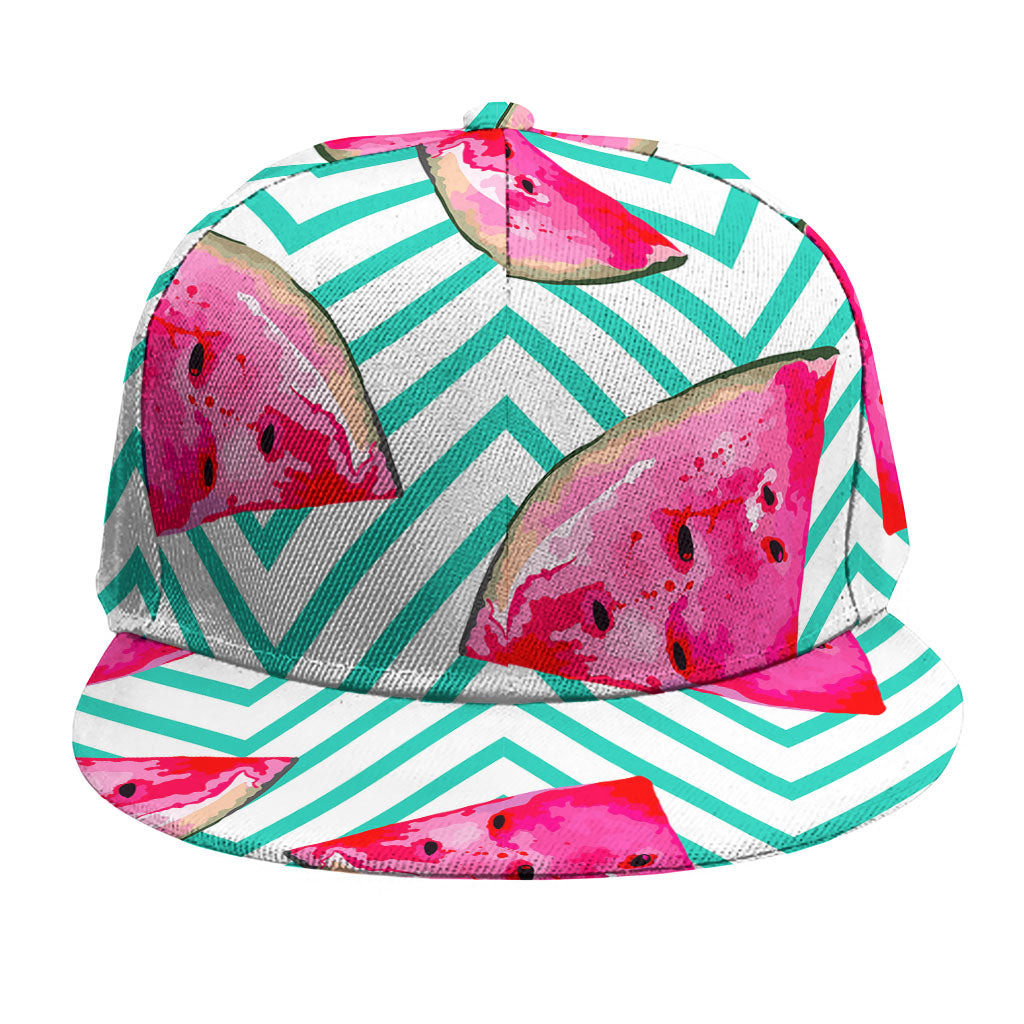 Teal Chevron Watermelon Pattern Print Snapback Cap