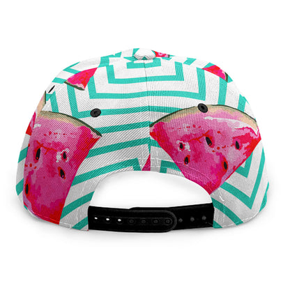 Teal Chevron Watermelon Pattern Print Snapback Cap