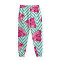Teal Chevron Watermelon Pattern Print Sweatpants
