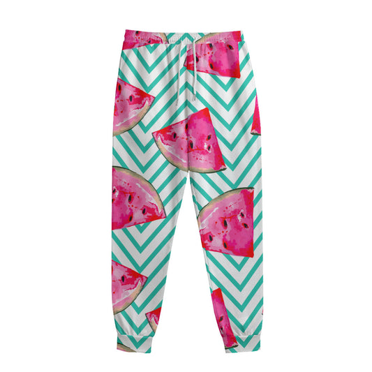 Teal Chevron Watermelon Pattern Print Sweatpants