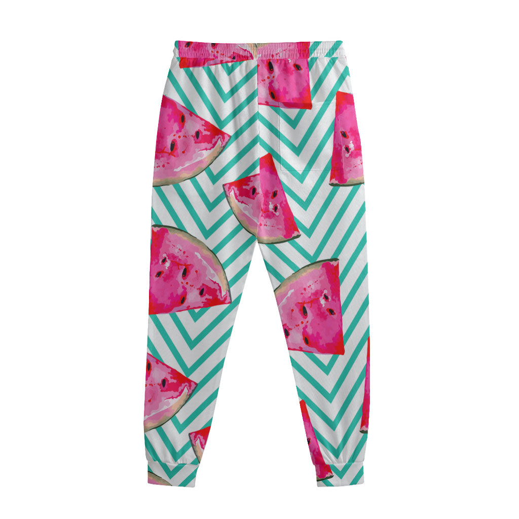 Teal Chevron Watermelon Pattern Print Sweatpants