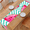 Teal Chevron Watermelon Pattern Print Table Runner