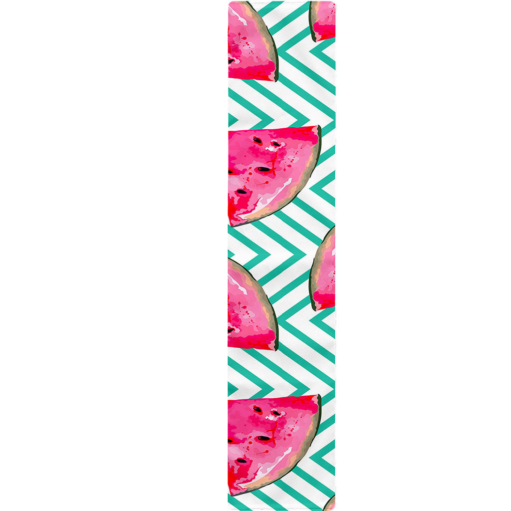 Teal Chevron Watermelon Pattern Print Table Runner