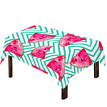Teal Chevron Watermelon Pattern Print Tablecloth