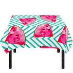 Teal Chevron Watermelon Pattern Print Tablecloth