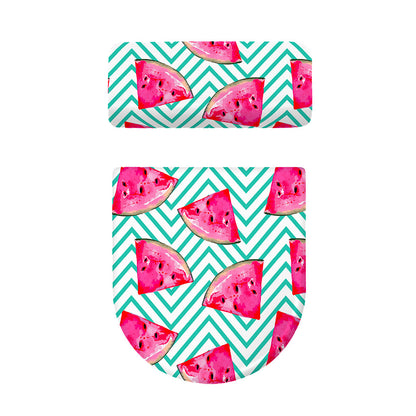 Teal Chevron Watermelon Pattern Print Toilet Lid And Tank Cover Set