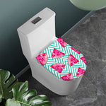 Teal Chevron Watermelon Pattern Print Toilet Lid Cover