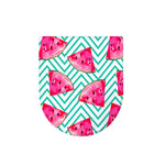 Teal Chevron Watermelon Pattern Print Toilet Lid Cover