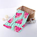 Teal Chevron Watermelon Pattern Print Towel