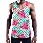 Teal Chevron Watermelon Pattern Print Training Tank Top