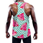 Teal Chevron Watermelon Pattern Print Training Tank Top