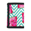 Teal Chevron Watermelon Pattern Print Trifold Wallet