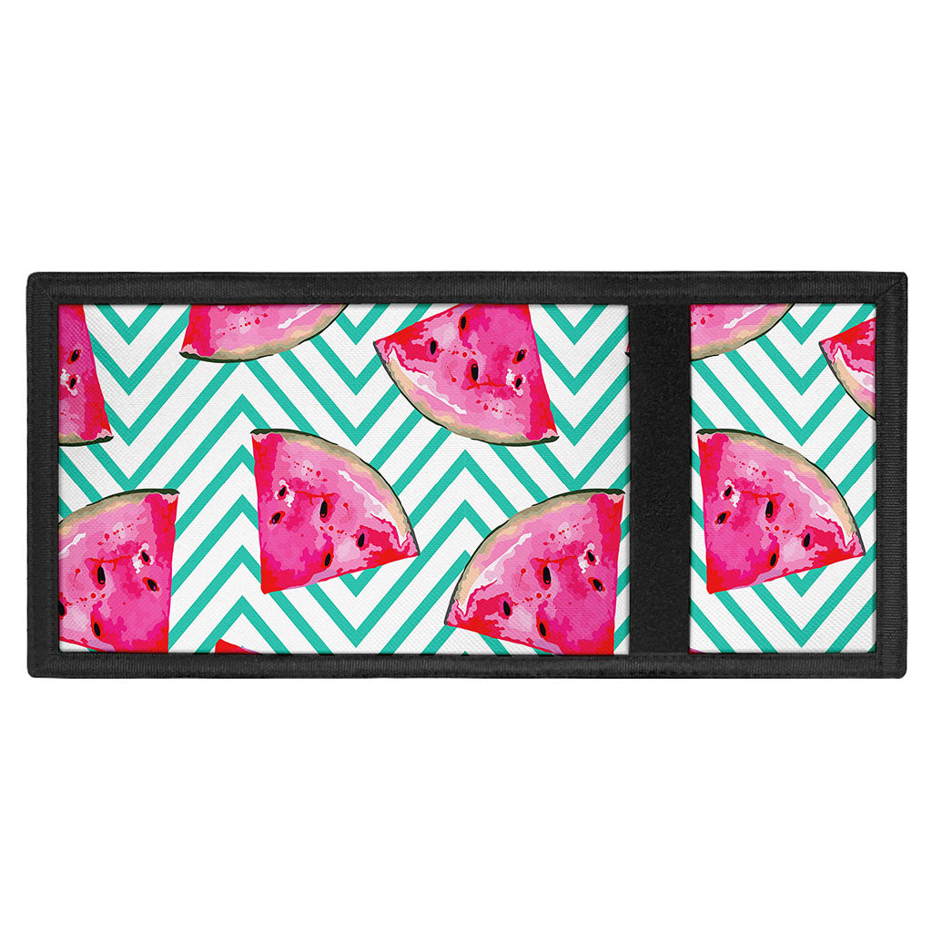 Teal Chevron Watermelon Pattern Print Trifold Wallet