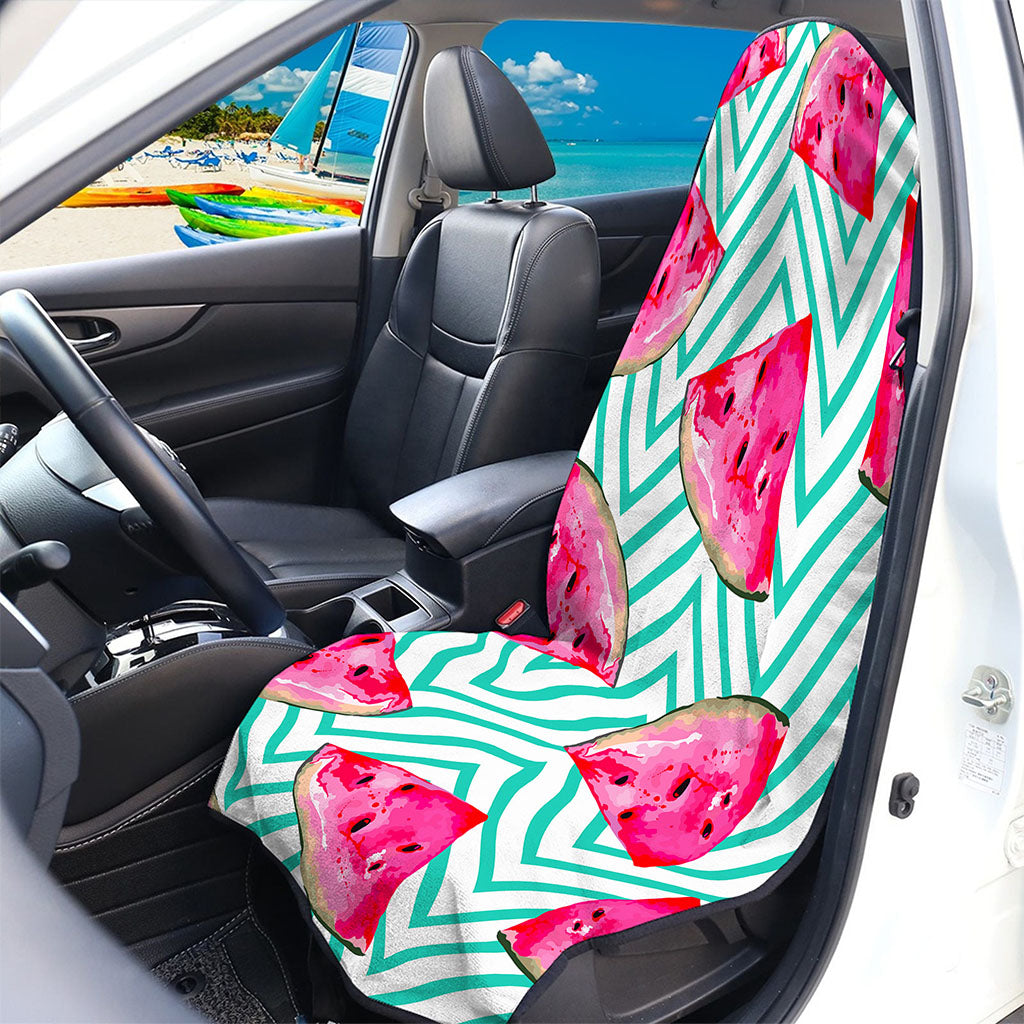 Teal Chevron Watermelon Pattern Print Waterproof Car Seat Cover