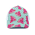 Teal Chevron Watermelon Pattern Print White Mesh Trucker Hat