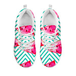 Teal Chevron Watermelon Pattern Print White Running Shoes