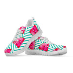 Teal Chevron Watermelon Pattern Print White Running Shoes