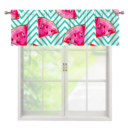 Teal Chevron Watermelon Pattern Print Window Valance