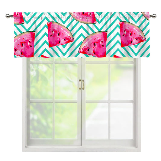 Teal Chevron Watermelon Pattern Print Window Valance