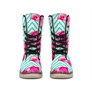 Teal Chevron Watermelon Pattern Print Winter Boots