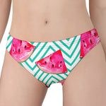 Teal Chevron Watermelon Pattern Print Women's Panties