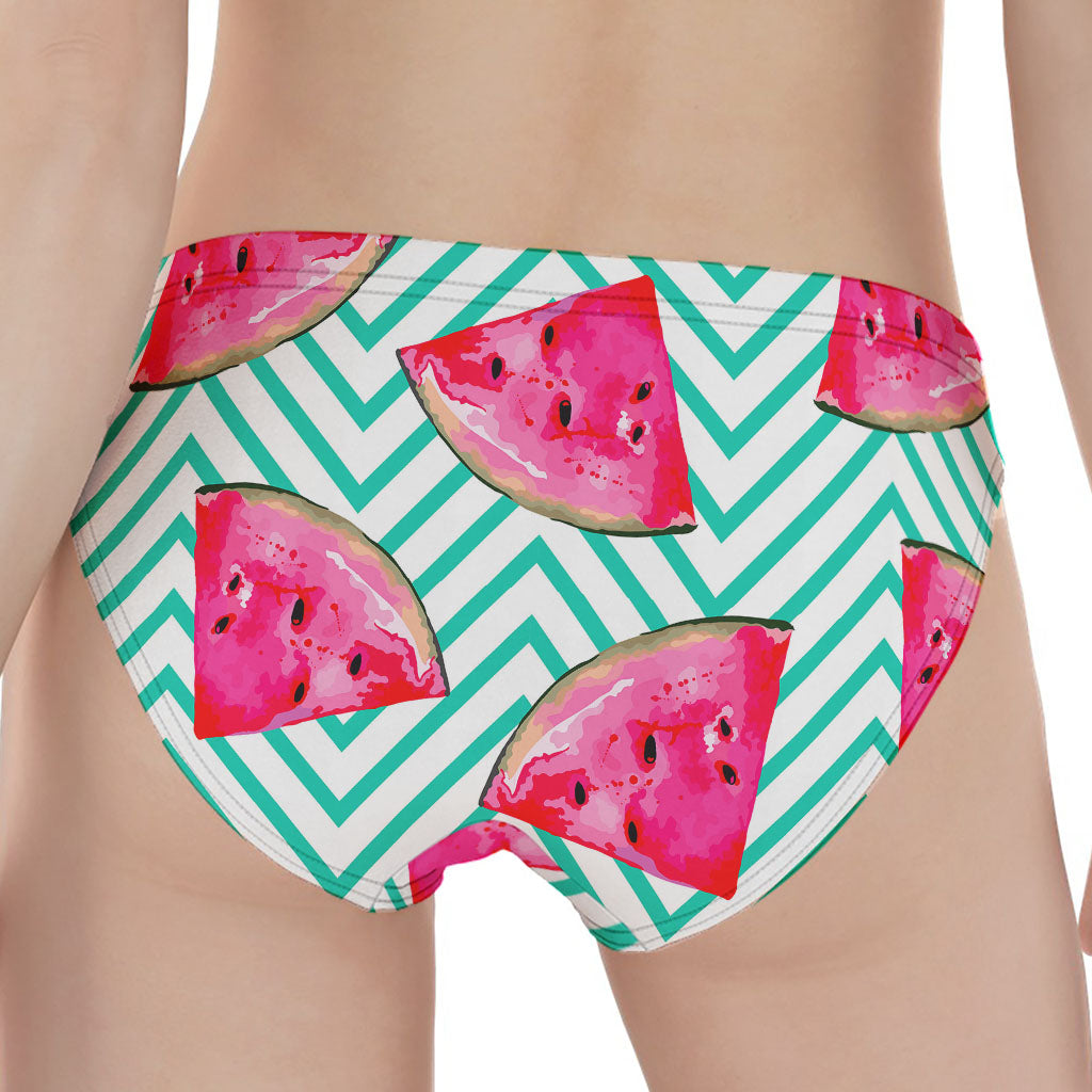 Teal Chevron Watermelon Pattern Print Women's Panties