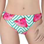 Teal Chevron Watermelon Pattern Print Women's Thong