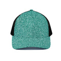 Teal (NOT Real) Glitter Print Black Mesh Trucker Hat