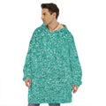 Teal (NOT Real) Glitter Print Hoodie Blanket