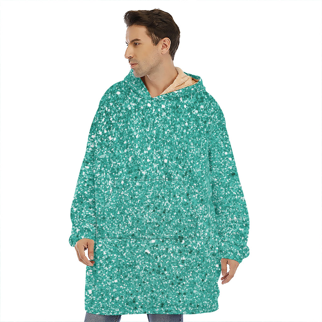 Teal Glitter Artwork Print (NOT Real Glitter) Hoodie Blanket
