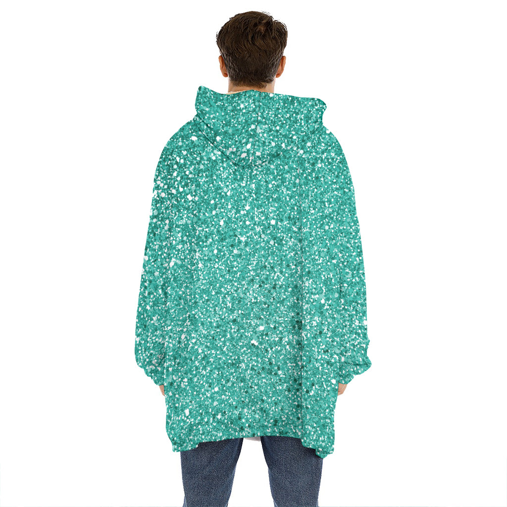Teal Glitter Artwork Print (NOT Real Glitter) Hoodie Blanket
