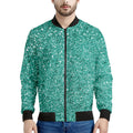 Teal (NOT Real) Glitter Print Men's Bomber Jacket
