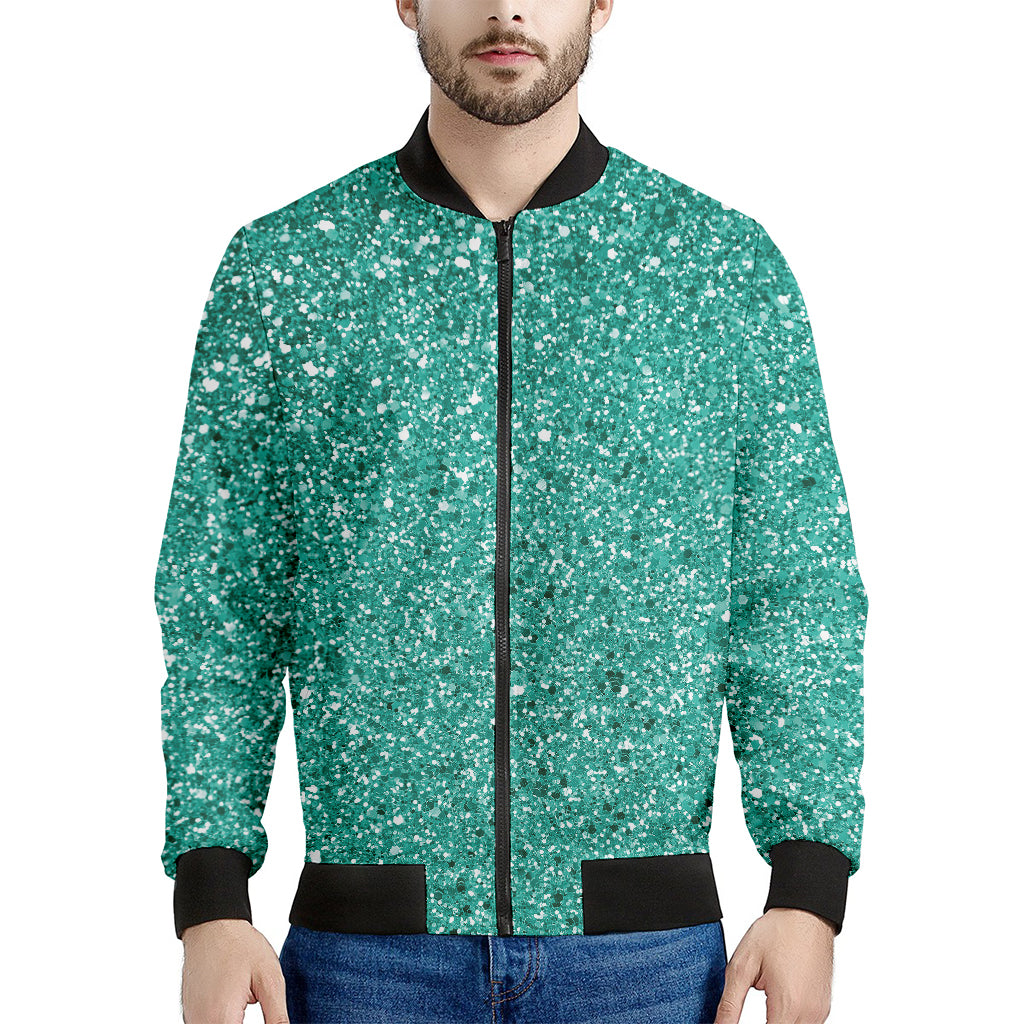 Teal Glitter Artwork Print (NOT Real Glitter) Men's Bomber Jacket