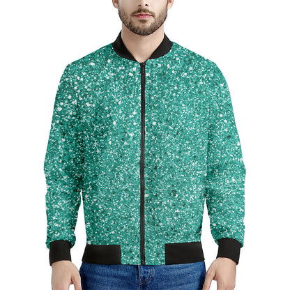Teal Glitter Artwork Print (NOT Real Glitter) Men's Bomber Jacket