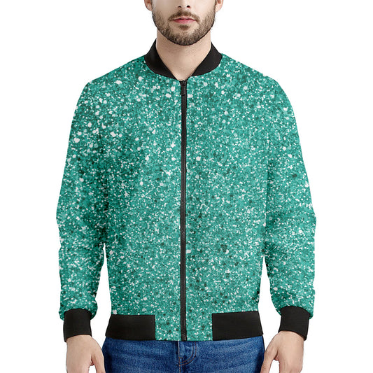Teal Glitter Artwork Print (NOT Real Glitter) Men's Bomber Jacket